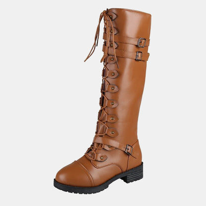 Wandflower Buckle Knee High Boots