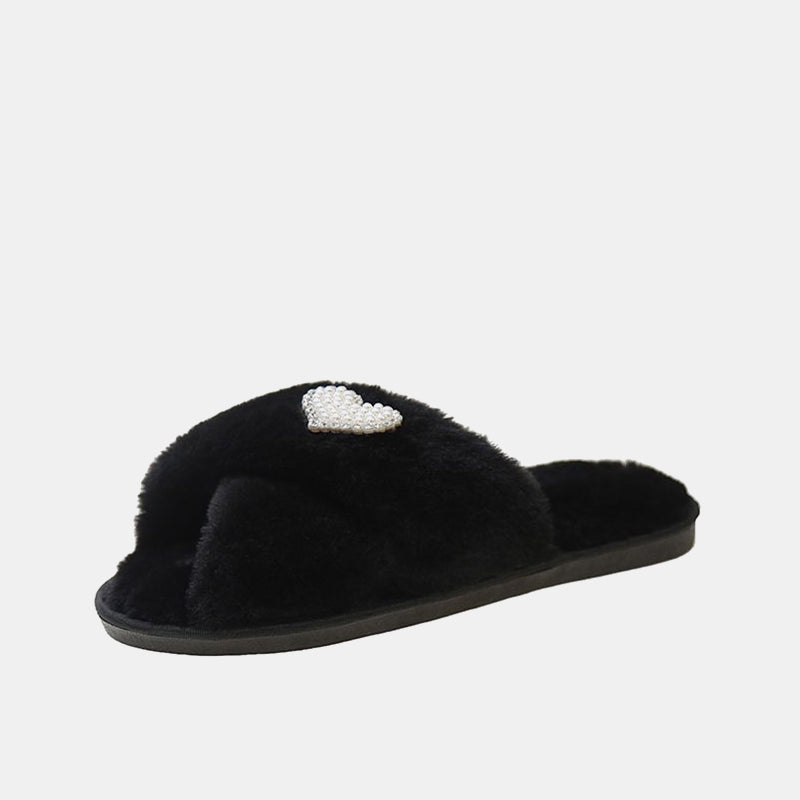 Lavender Letter Deco Furry Slippers