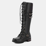 Wandflower Buckle Knee High Boots