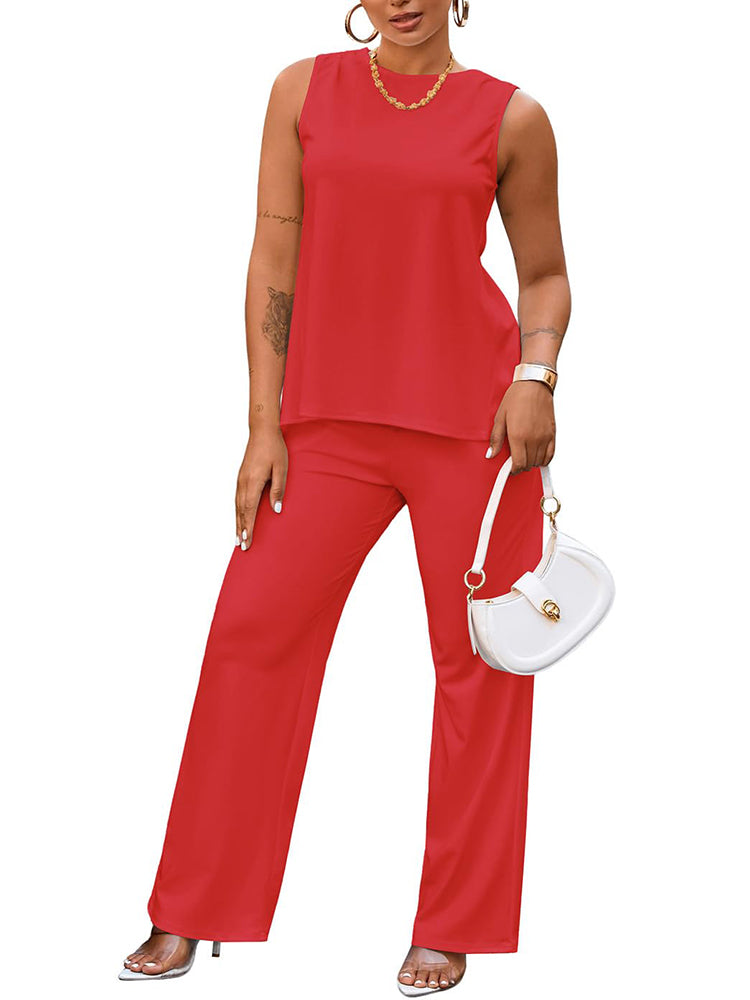 Cross-Back Top & Wide Pants Lounge Set