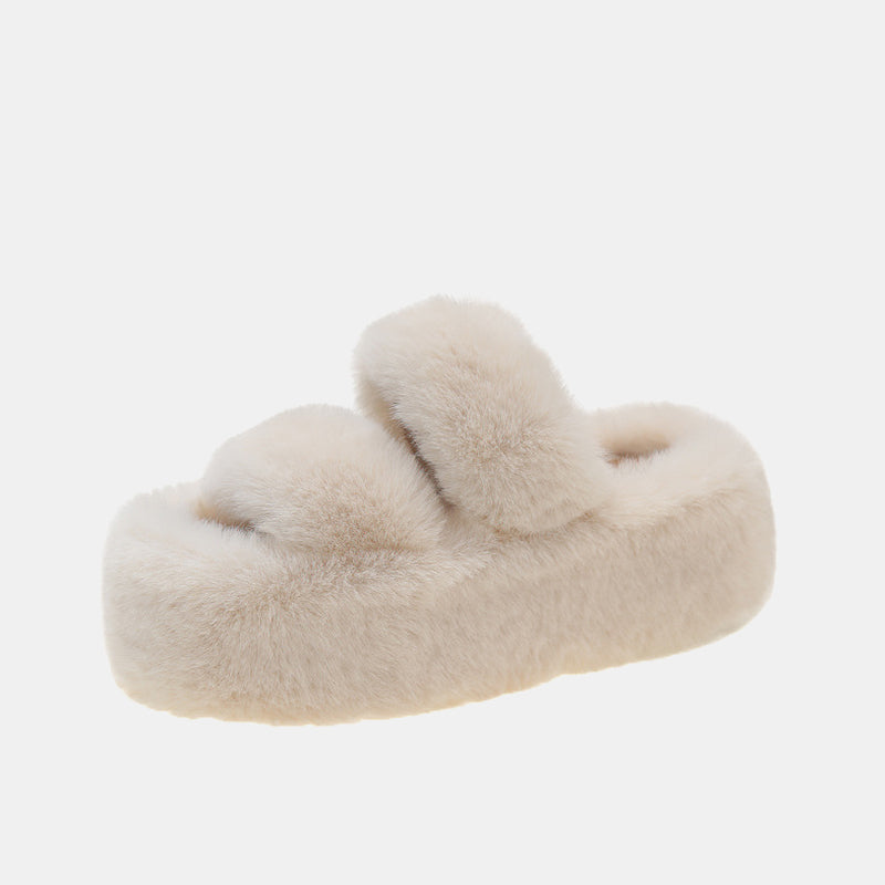 Hibiscus Thick-Soled Fluffy Slippers