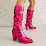 Lotus Shiny Knee-high Boots