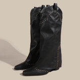 Nemesia Rivet Block Heel Knee-High Boots