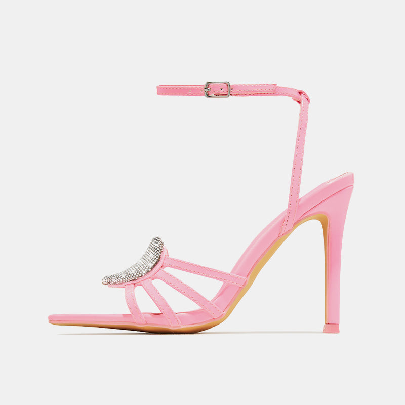 Rose Heart Rhinestone Sandals