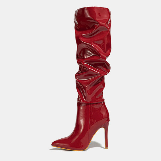 Erica Glossy Ruched Boots