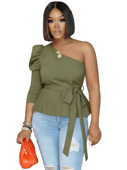 Asymmetrical Ruffle Tunics Top
