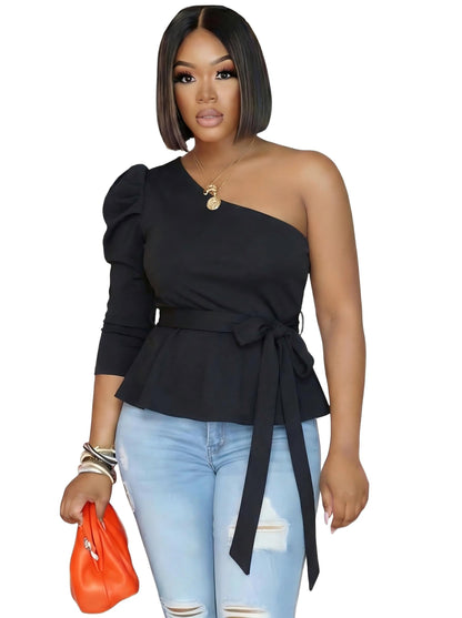 Asymmetrical Ruffle Tunics Top