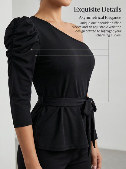 Asymmetrical Ruffle Tunics Top