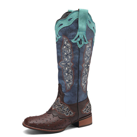 Peony Patchwork Leather Boots