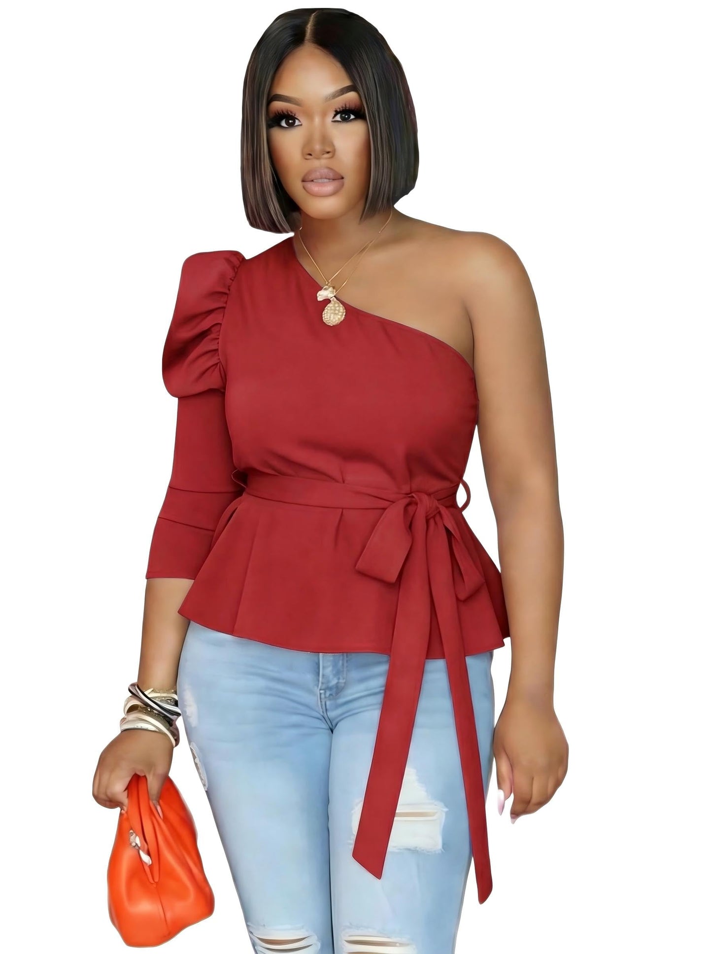 Asymmetrical Ruffle Tunics Top