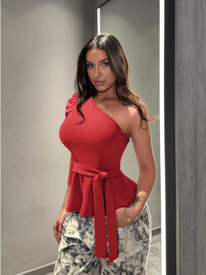 Asymmetrical Ruffle Tunics Top