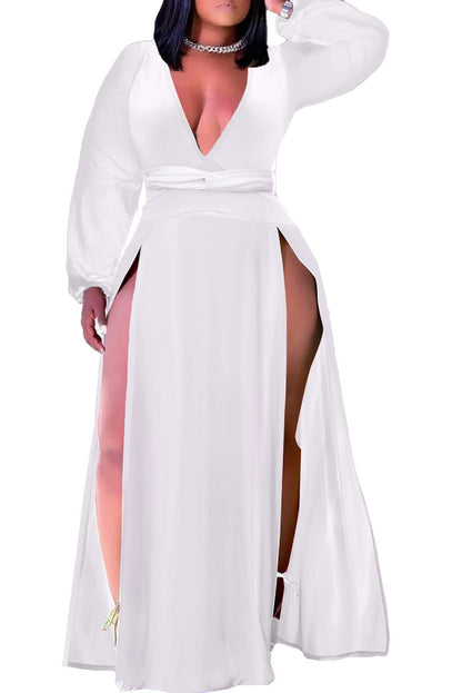 Plus Size Sleeveless V-Neck Split Maxi Dress