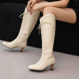 Marigold Cross Lace-Up Knee-High Boots