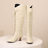 Marigold Cross Lace-Up Knee-High Boots