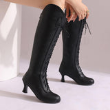 Marigold Cross Lace-Up Knee-High Boots