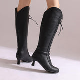 Marigold Cross Lace-Up Knee-High Boots