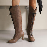 Marigold Cross Lace-Up Knee-High Boots