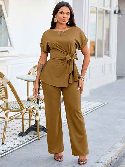 Effortless Tie Top & Wide Pants Set