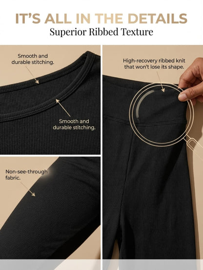 Off Shoulder Ribbed Capri Set