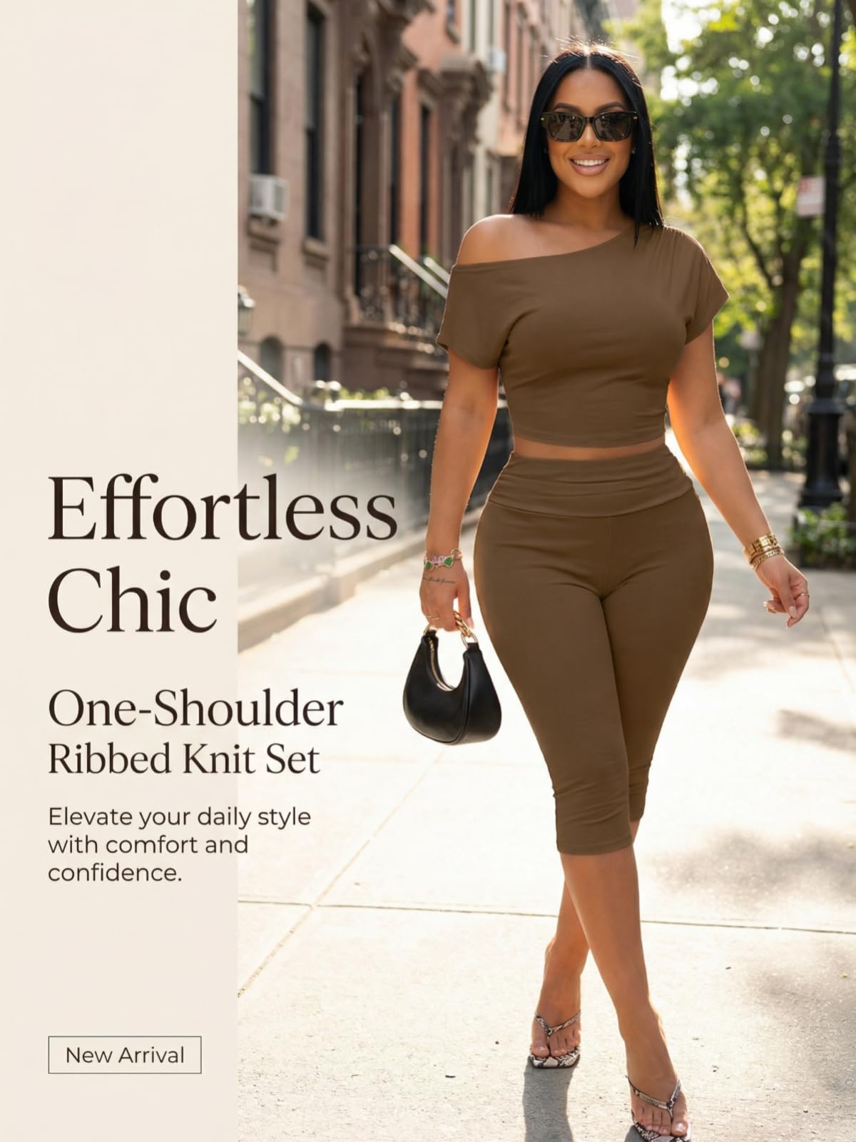 Off Shoulder Ribbed Capri Set