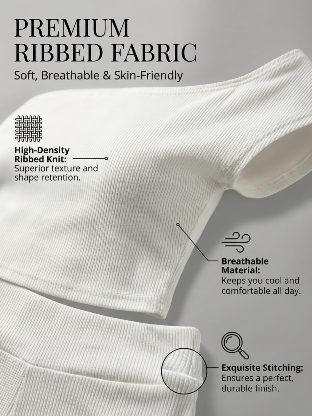 Off Shoulder Ribbed Capri Set