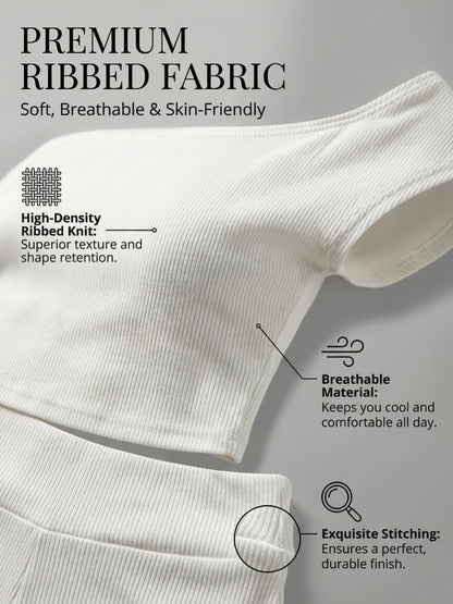 Off Shoulder Ribbed Capri Set