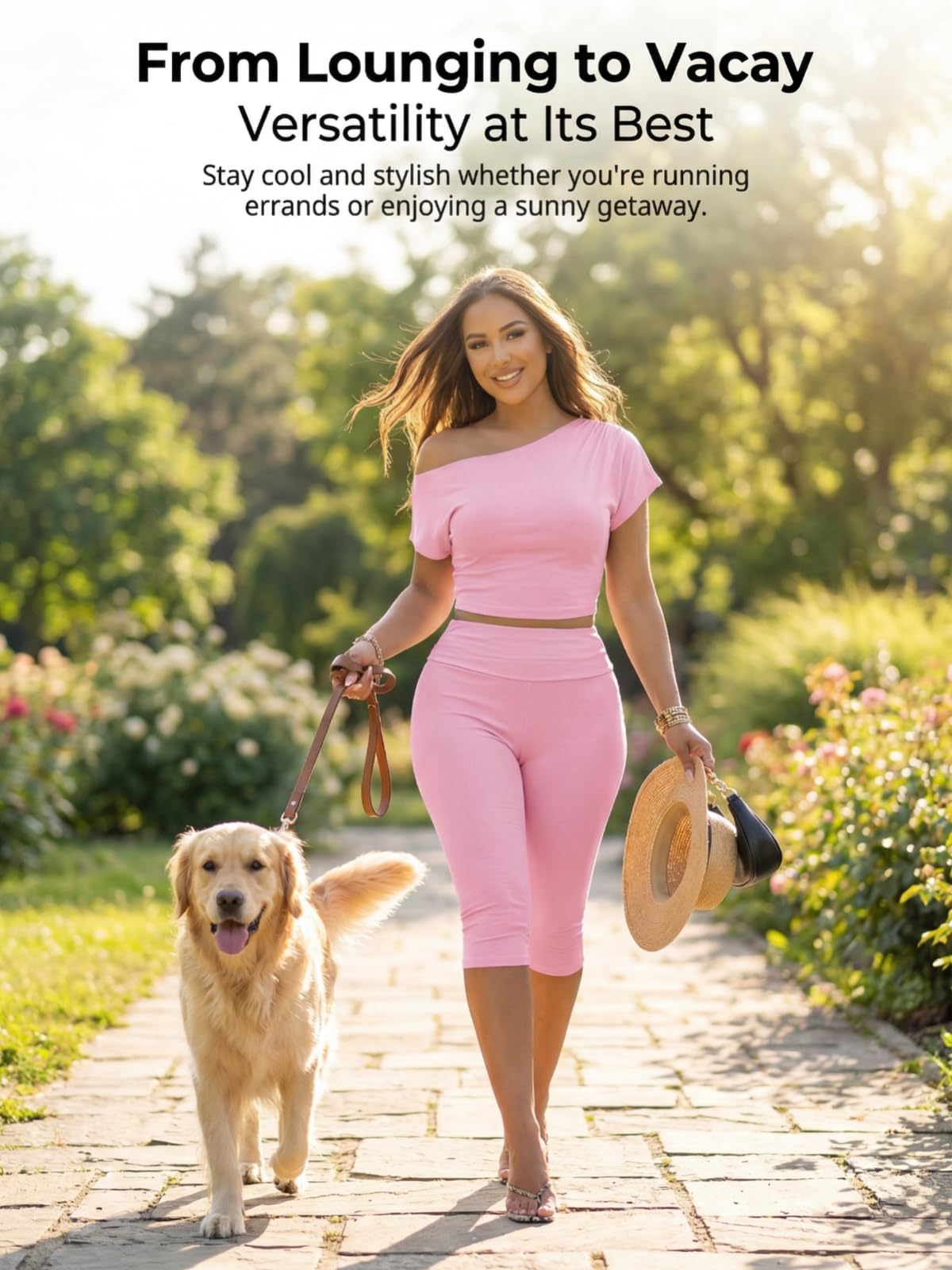 Off Shoulder Ribbed Capri Set