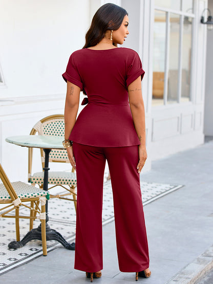 Effortless Tie Top & Wide Pants Set