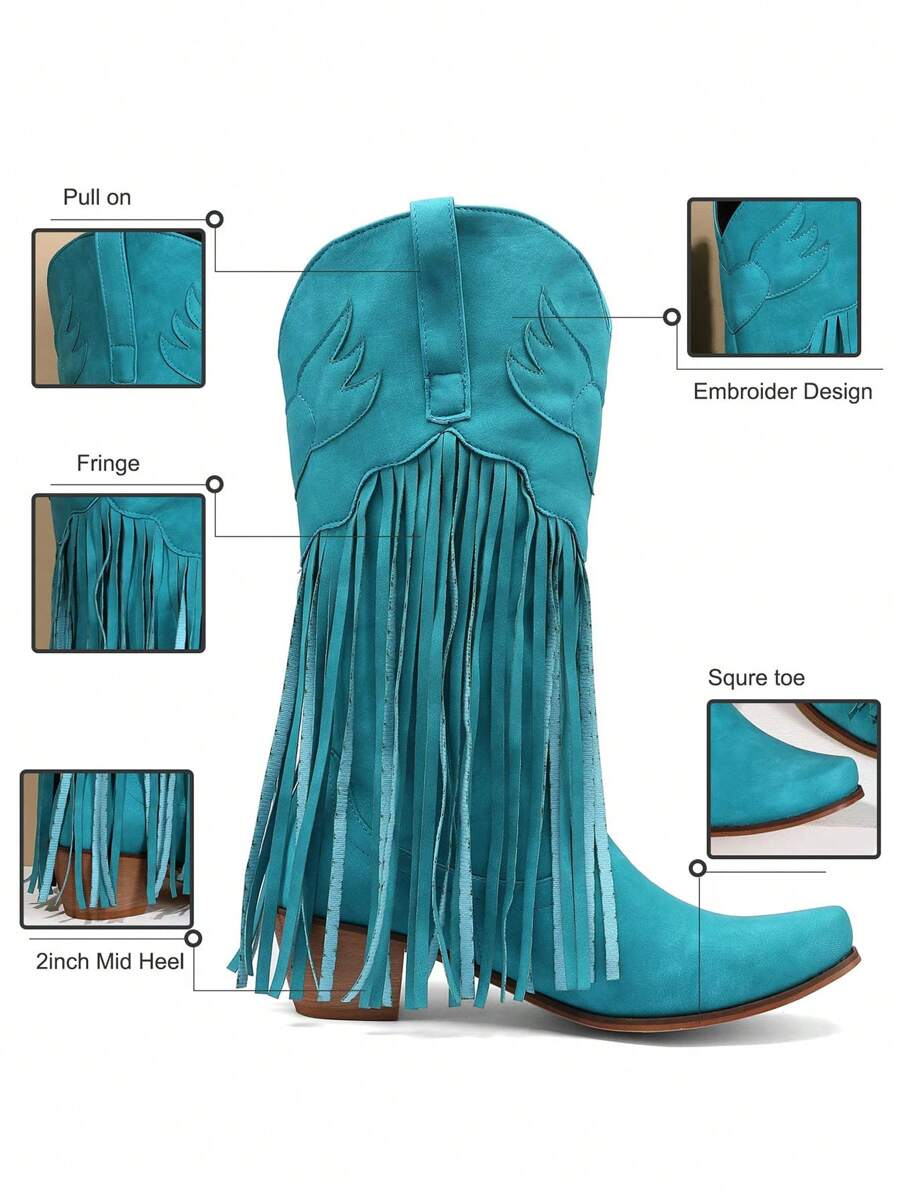 Dahlia Retro Tassel Cowboy Boots