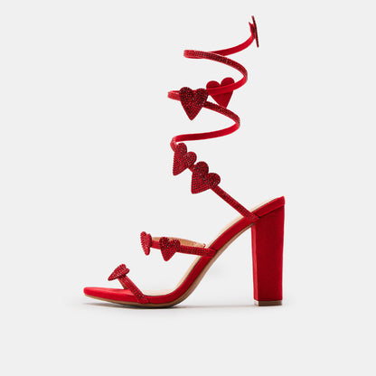 Melody Heartstrings Rhinestone Wrap Up Heels