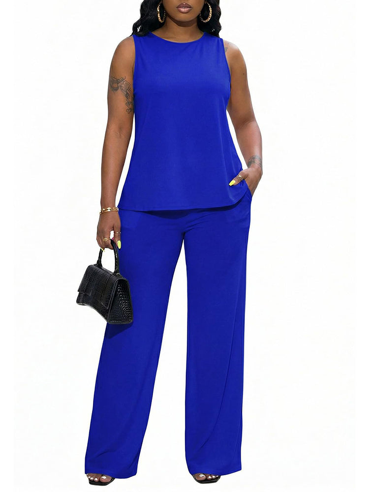 Cross-Back Top & Wide Pants Lounge Set