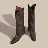 Nemesia Rivet Block Heel Knee-High Boots