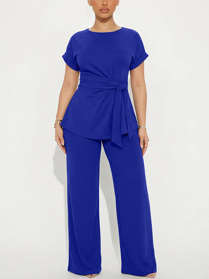 Effortless Tie Top & Wide Pants Set