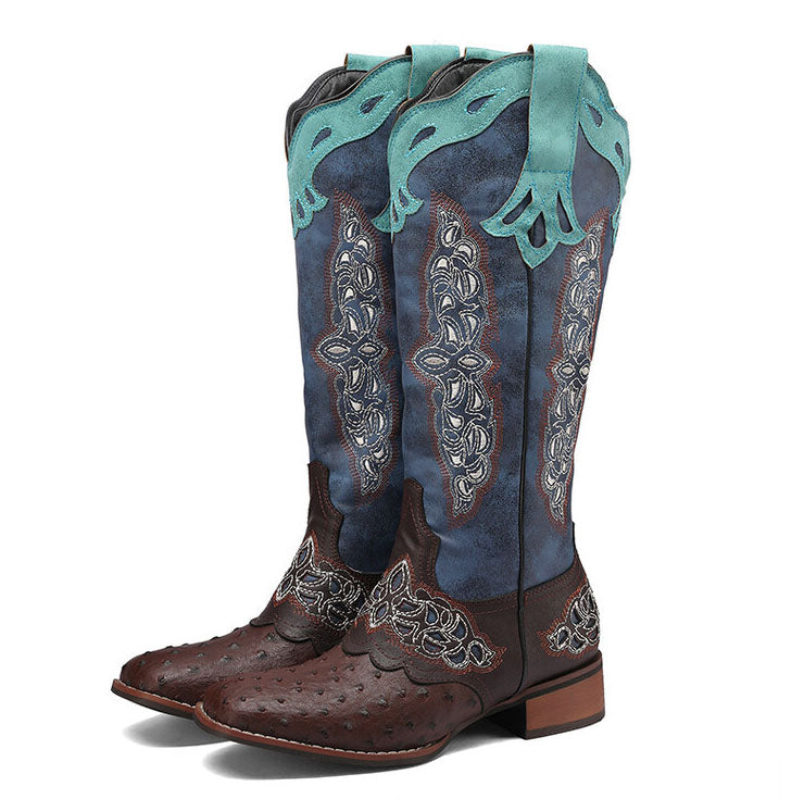 Peony Patchwork Leather Boots