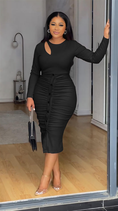 Mia Sleeved Ruched Bandage Dress