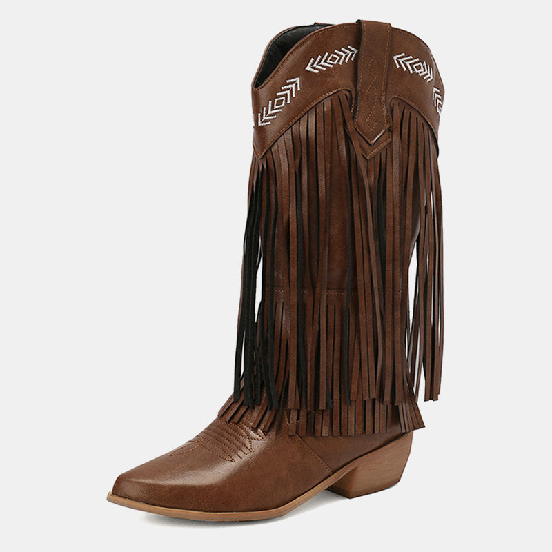 Moonflower Tassels Cowboy Boots