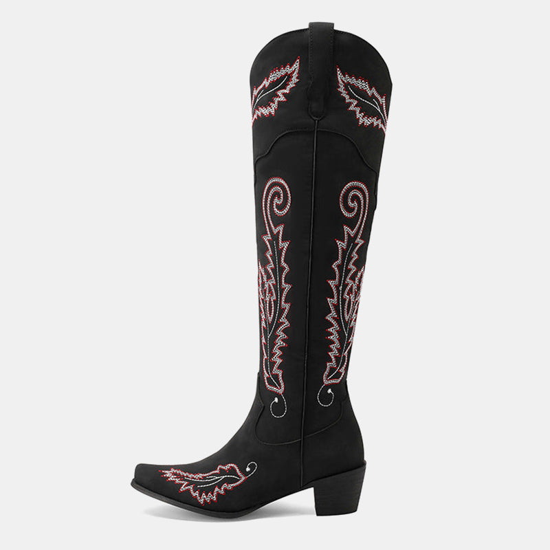 Daphne Suede Embroidered Cowboy Boots