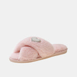 Lavender Letter Deco Furry Slippers