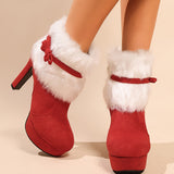 Waterlily Plush Bow Ankle Boots