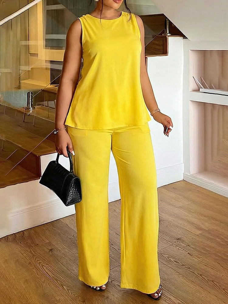 Cross-Back Top & Wide Pants Lounge Set