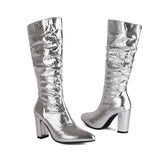 Lotus Shiny Knee-high Boots