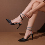 Erica Diamond Strappy Satin Heel Sandals