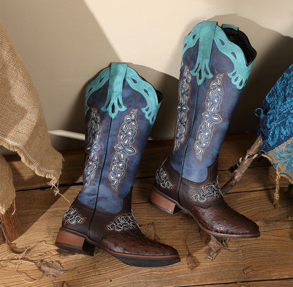 Peony Patchwork Leather Boots