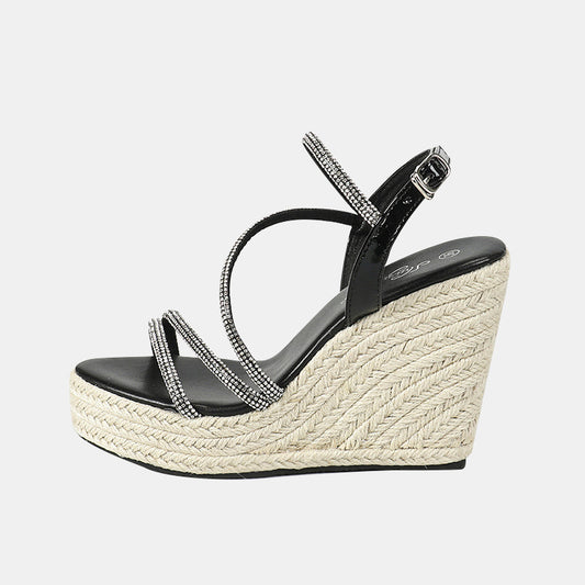 Eustoma Rhinestone Wedge Sandals