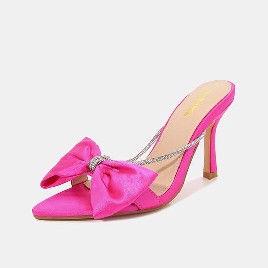 Sandales à talons aiguilles en satin avec nœud Primula