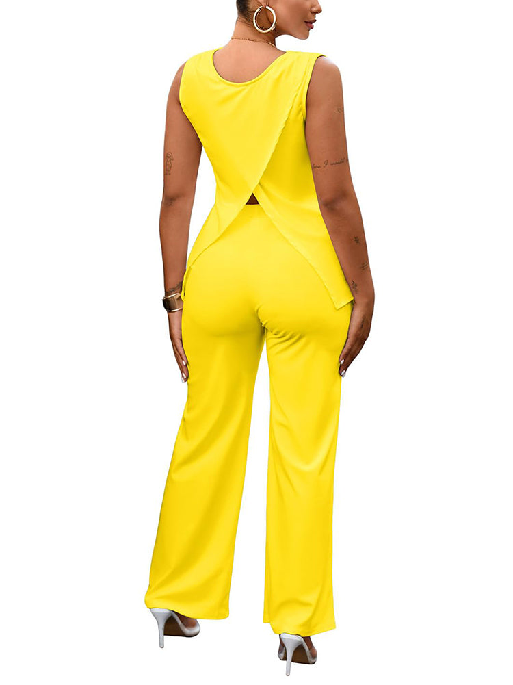 Cross-Back Top & Wide Pants Lounge Set