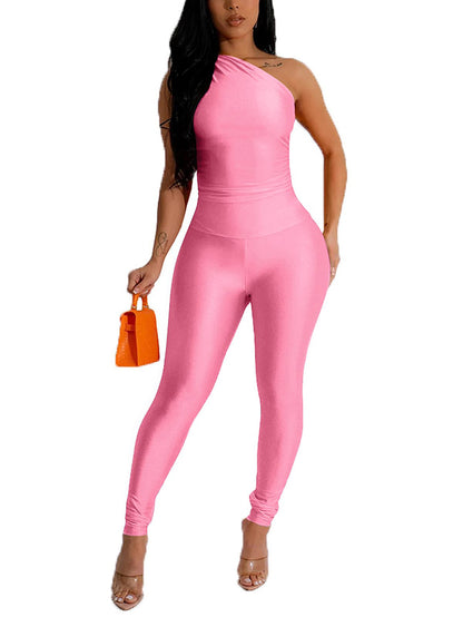 One Shoulder Crop Top & Leggings Set
