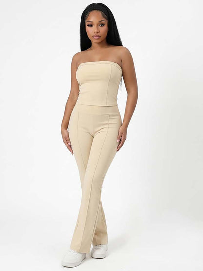 Tube Crop Top & Flared Pants Set
