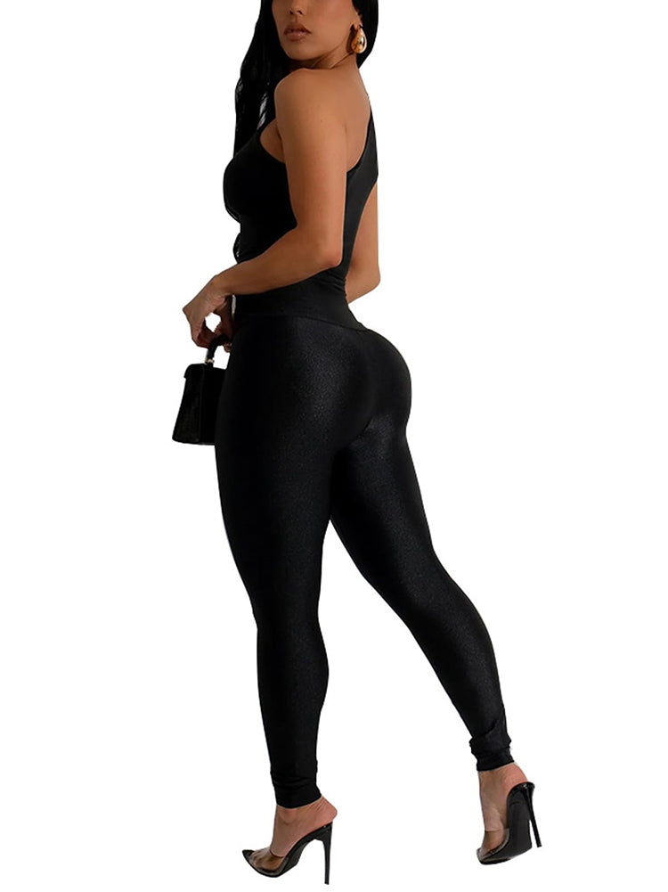 One Shoulder Crop Top & Leggings Set