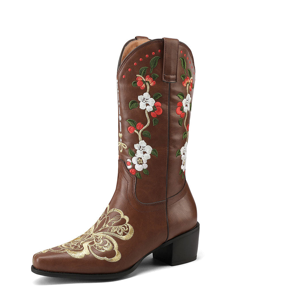 Azalea Embroidered Floral Cowboy Boots
